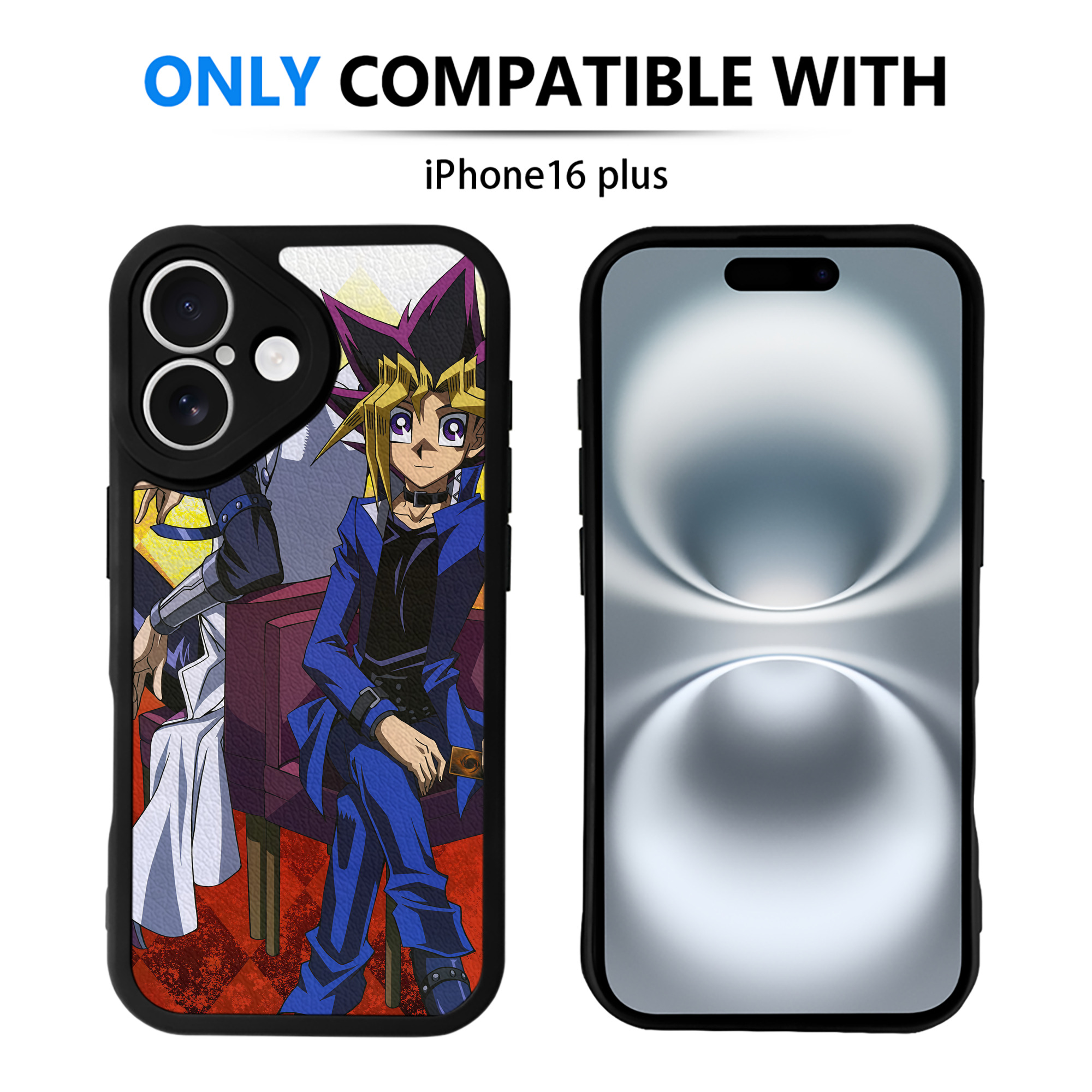 （画像用） 遊☆戯☆王 Yu-Gi-Oh! 【iPhone 16シリーズ対応】シリコンスマホケース（レザー調） 材質：シリコン